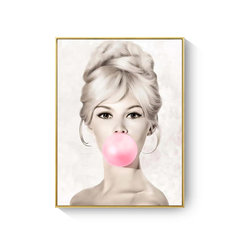 CORX Designs - Audrey Hepburn Girl Pink Bubble Gum Stars Canvas Art - Review