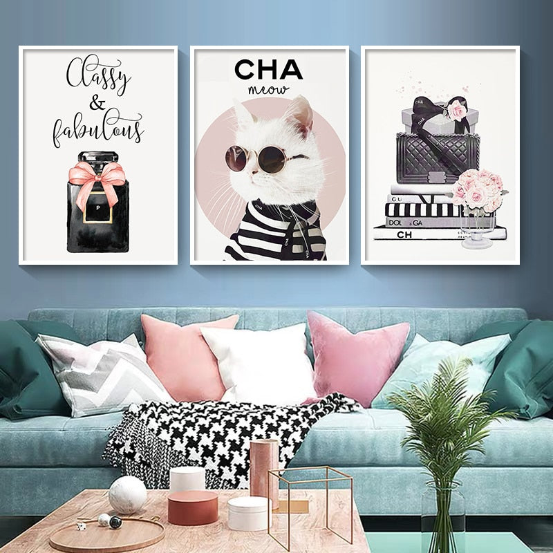 CORX Designs - Fashion Book Cat Dog Perfume Flowers Wall Art Canvas - Review