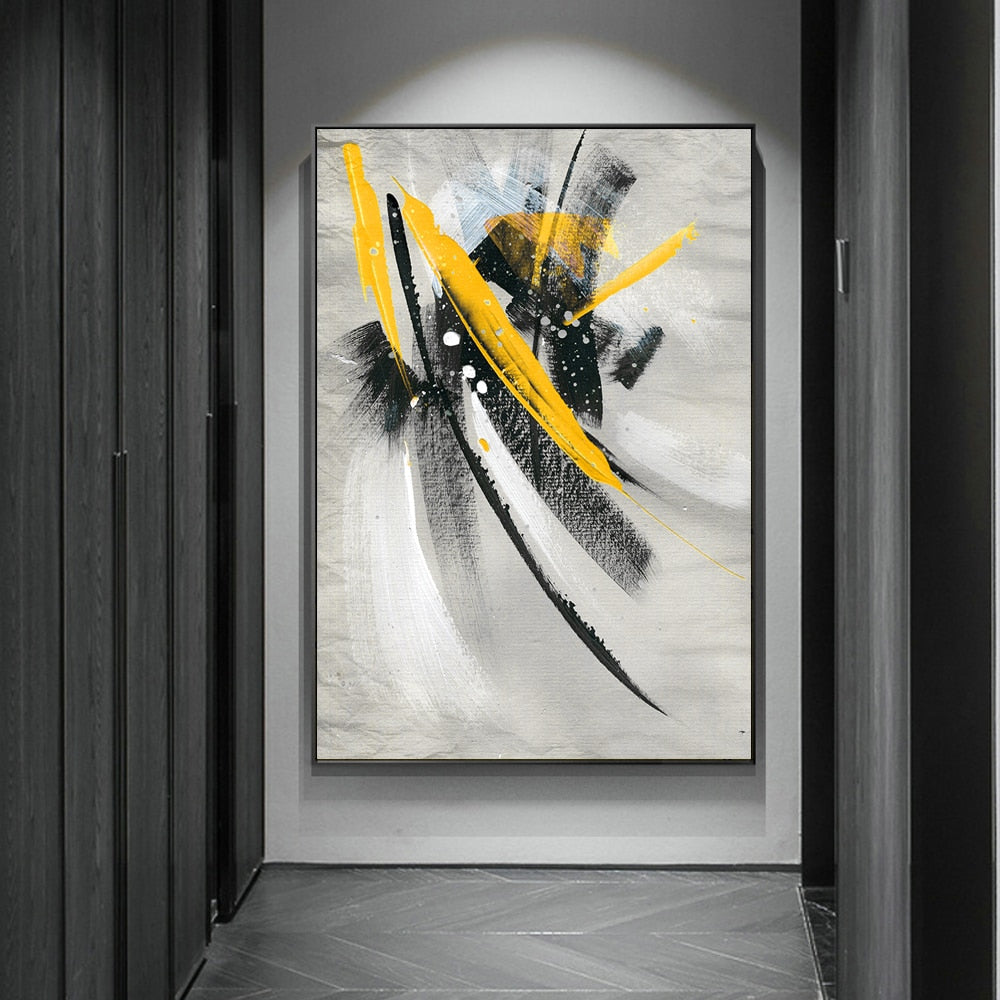 CORX Designs - Abstract Yellow Feather Oil Painting Canvas Art - Review