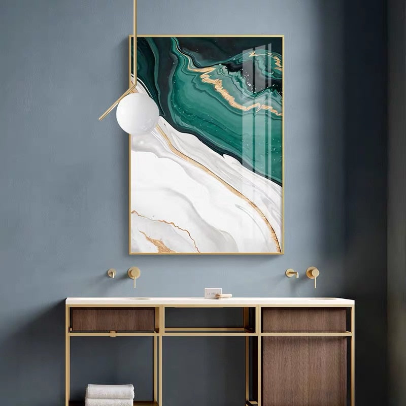 CORX Designs - White Green Gold Marble Canvas Art - Review