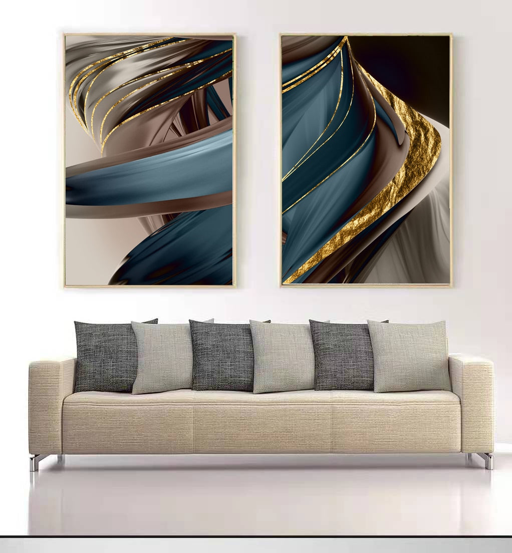 CORX Designs - Ribbon Abstract Gold Foil Canvas Art - Review