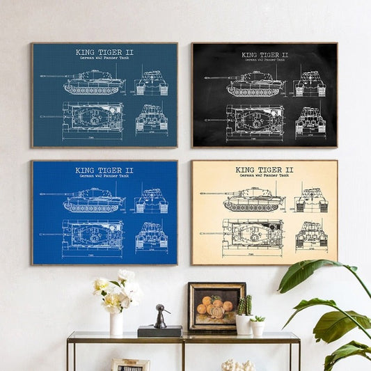 CORX Designs - German King Tiger 2 WW II Panzer Tank Blueprint Canvas Art - Review