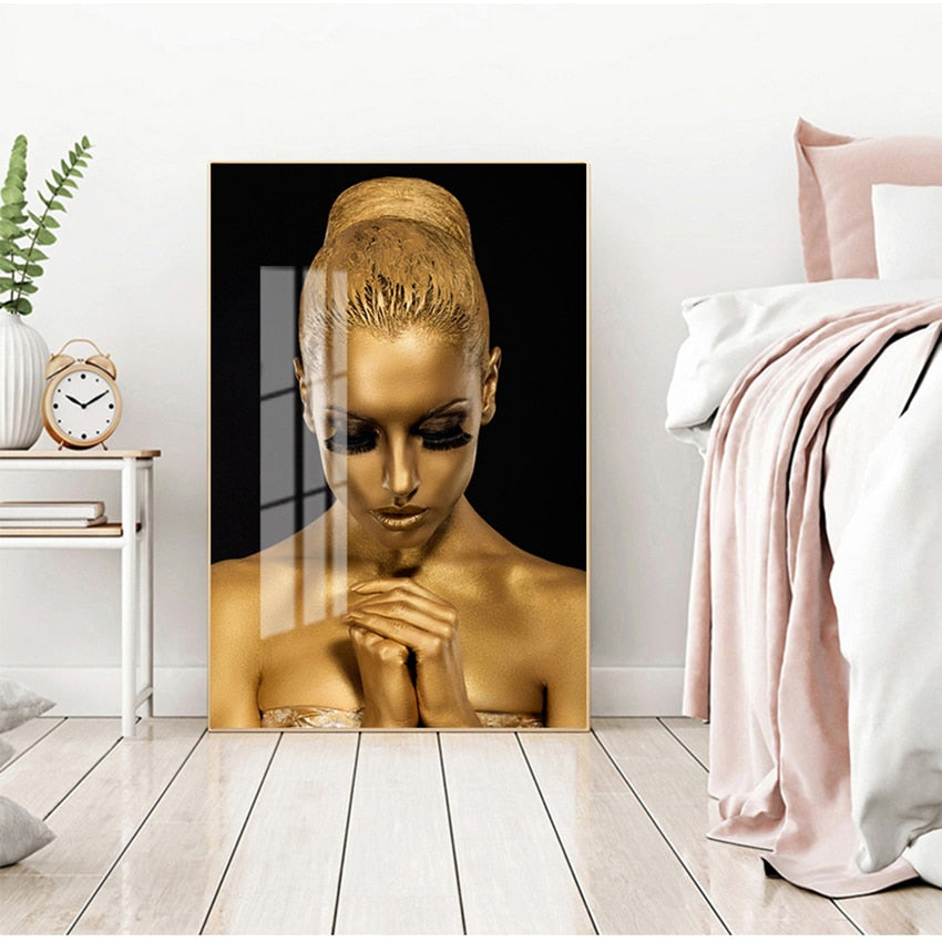 CORX Designs - Black Gold African Art Woman Oil Painting Canvas Art - Review