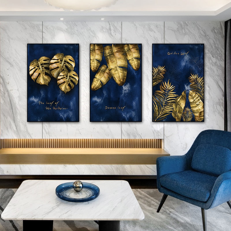 CORX Designs - Blue Gold Leaf Canvas Art - Review
