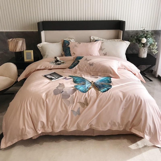 CORX Designs - Pink Butterfly Egyptian Cotton Duvet Cover Bedding Set - Review