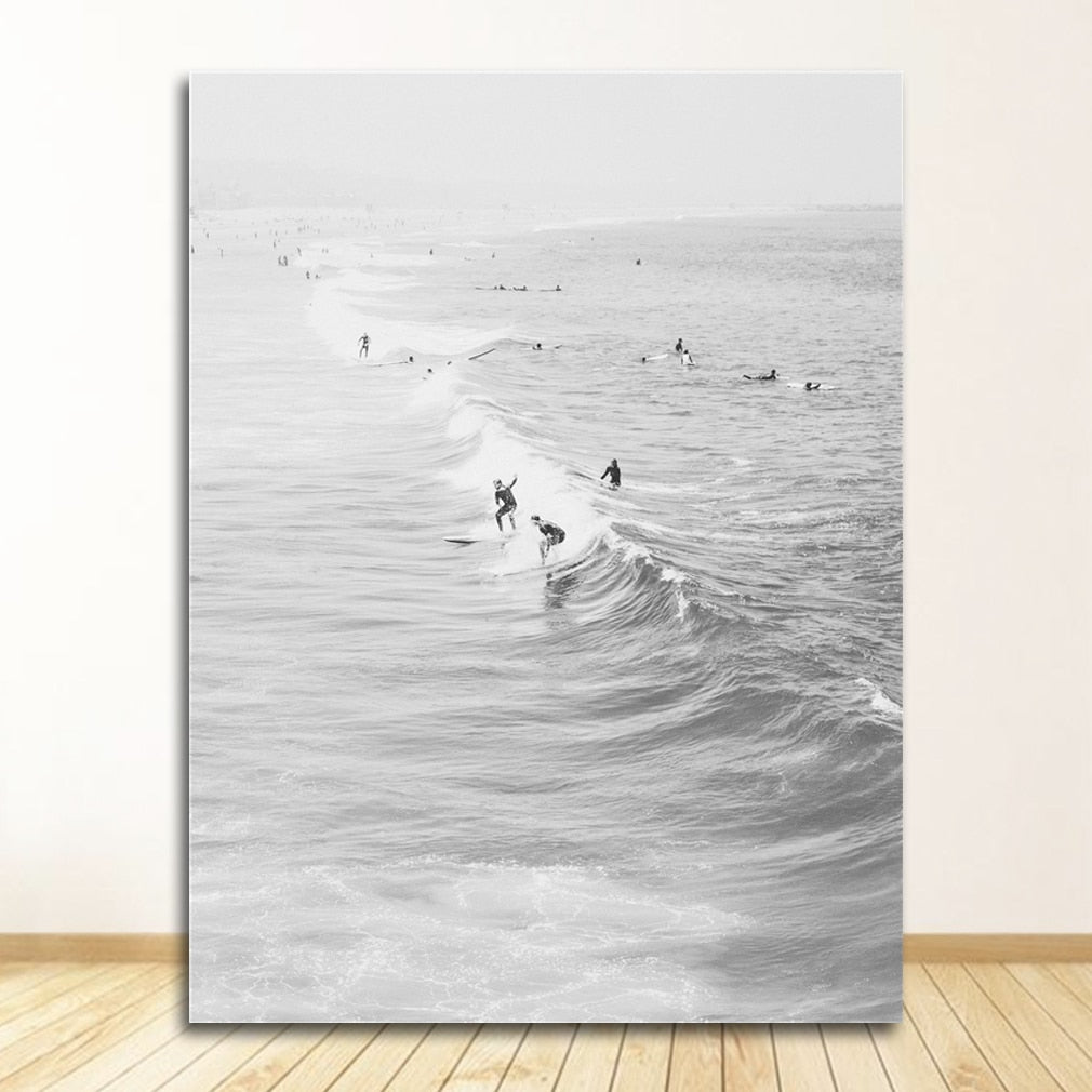 CORX Designs - Black and White Ocean Surfing Coastal Beach Canvas Art - Review