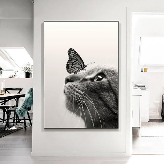 CORX Designs - Black and White Cat Butterfly Canvas Art - Review