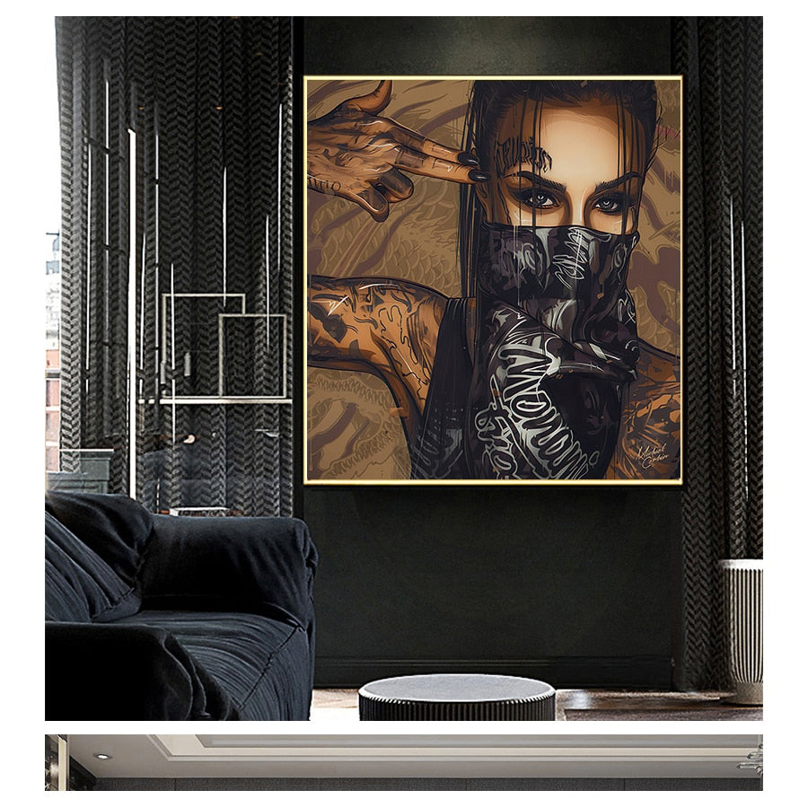 CORX Designs - Mask Tattoo Girl Portrait Canvas Art - Review