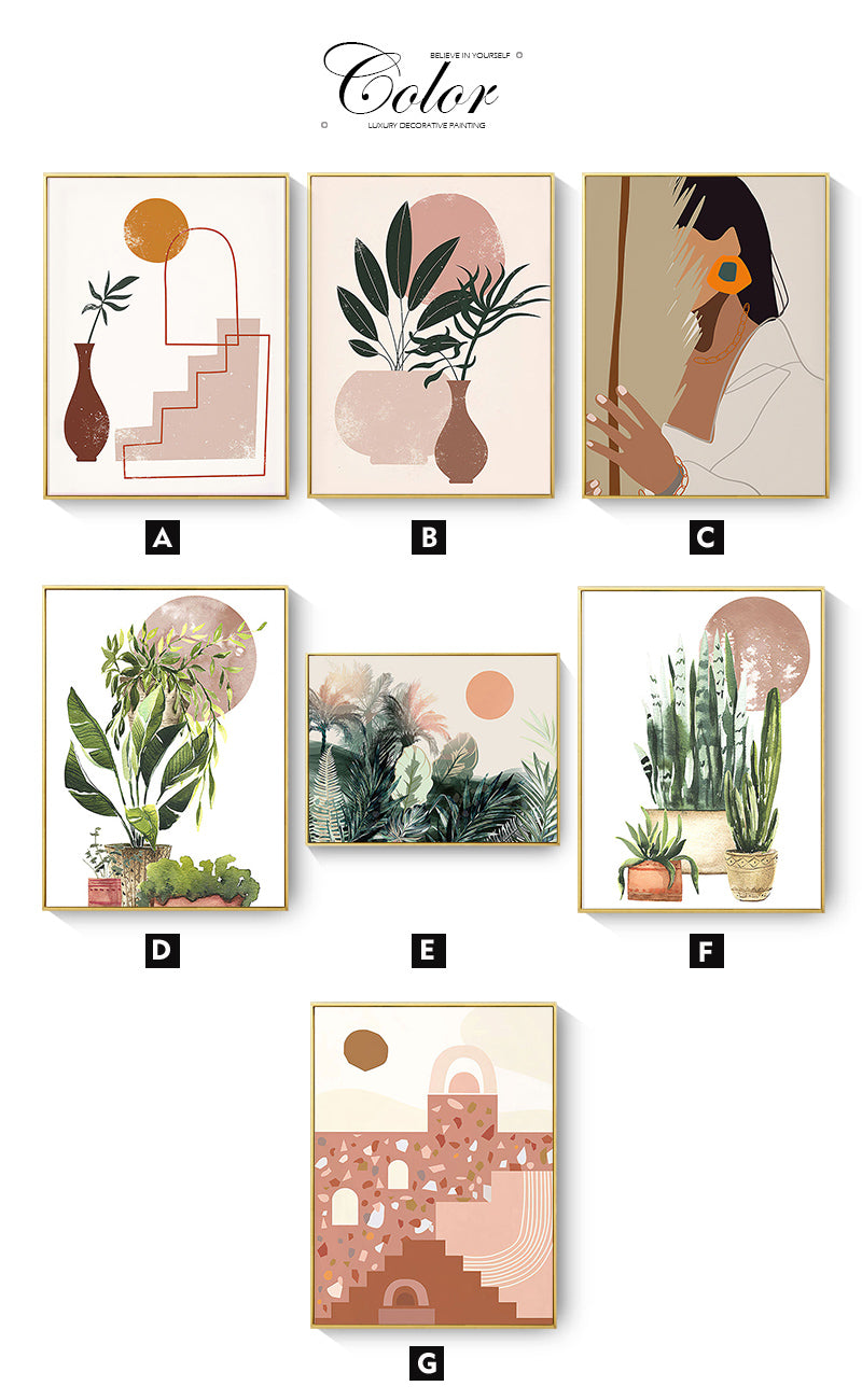 CORX Designs - Abstract Vintage Girl Potted Plant Leaves Canvas Art - Review