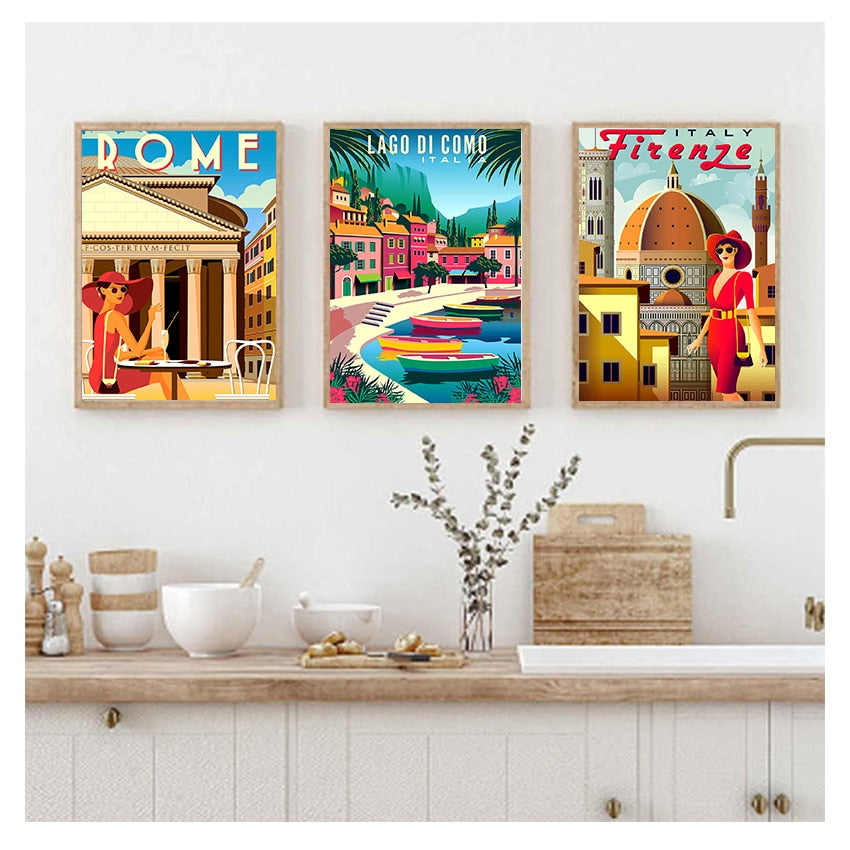 CORX Designs - Italy Rome Capri Tuscany Retro Canvas Art - Review