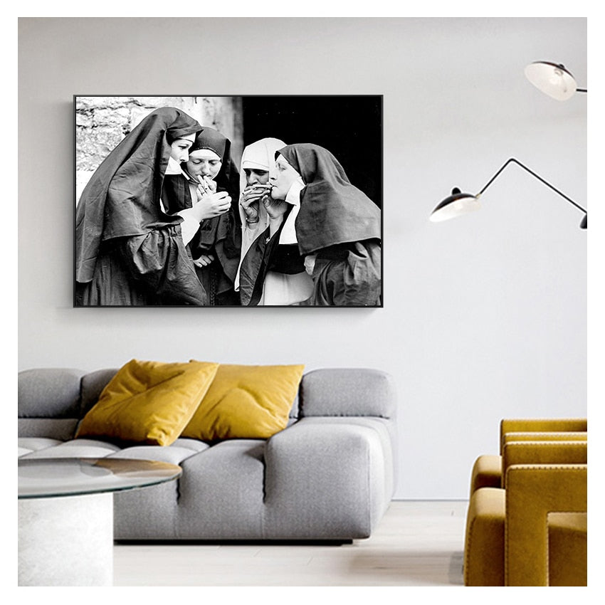 CORX Designs - Black and White Poster Smoking Nuns Canvas Art - Review