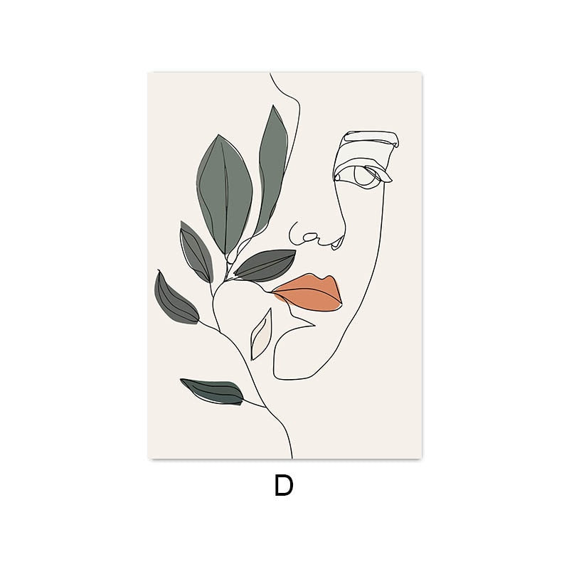 CORX Designs - Nordic Simple Line Drawing Woman Flower Canvas Art - Review