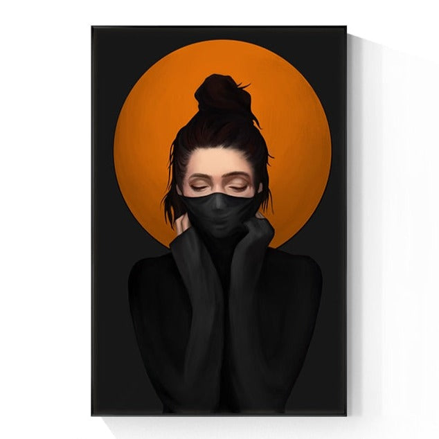 CORX Designs - Modern Girl Concealed Face with Black Cloth Canvas Art - Review