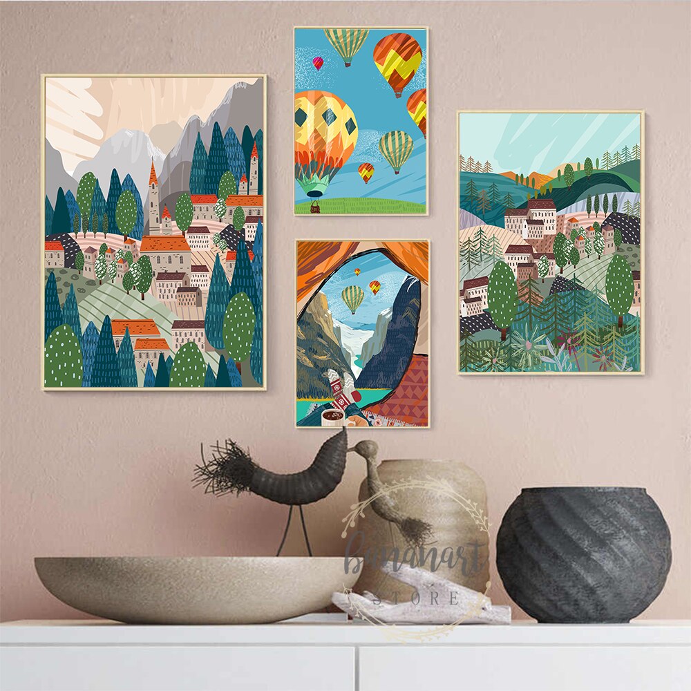 CORX Designs - Hot Air Balloon Town Mountain Canvas Art - Review