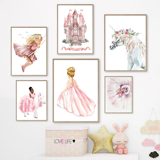 CORX Designs - Pink Girl Ballet Castle Crown Unicorn Canvas Art - Review