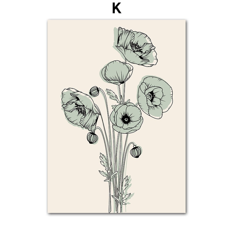 CORX Designs - Abstract Matisse Pastel Green Flowers Leaf Coral Canvas Art - Review