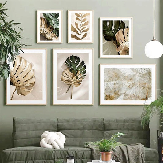 CORX Designs - Abstract Golden Leaves Monstera Wall Art Canvas - Review