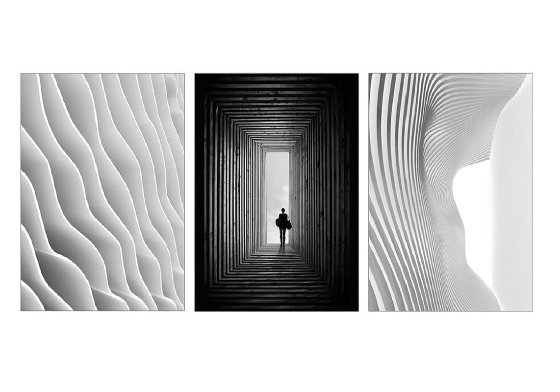 CORX Designs - Black White Abstract Wave Building Canvas Art - Review