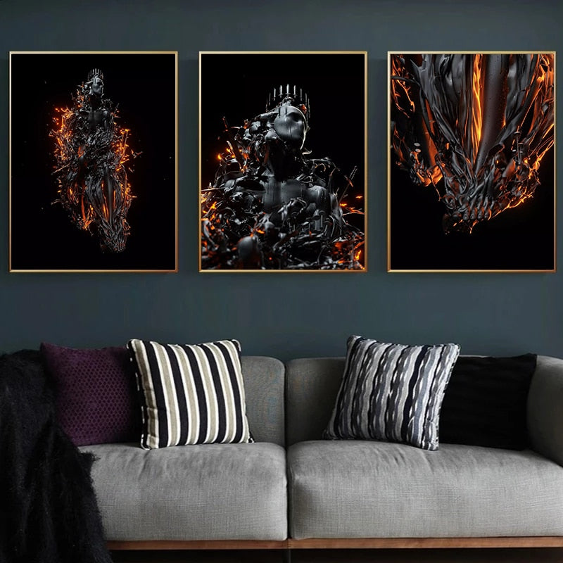 CORX Designs - Abstract Black Fire Metal Sculpture Canvas Art - Review
