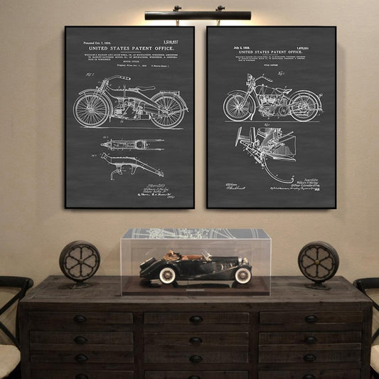 CORX Designs - Retro Motorcycle Blueprint Canvas Art - Review