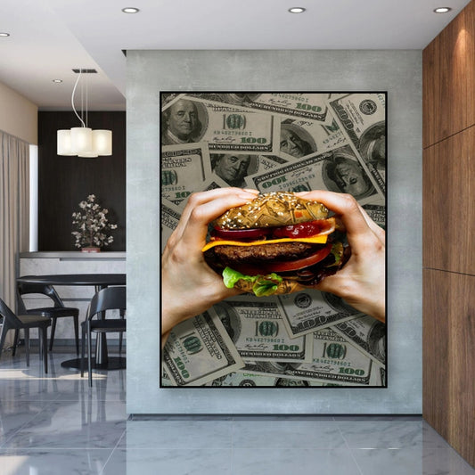 CORX Designs - Keep Hungry Hamburger Dollar Bills Canvas Art - Review