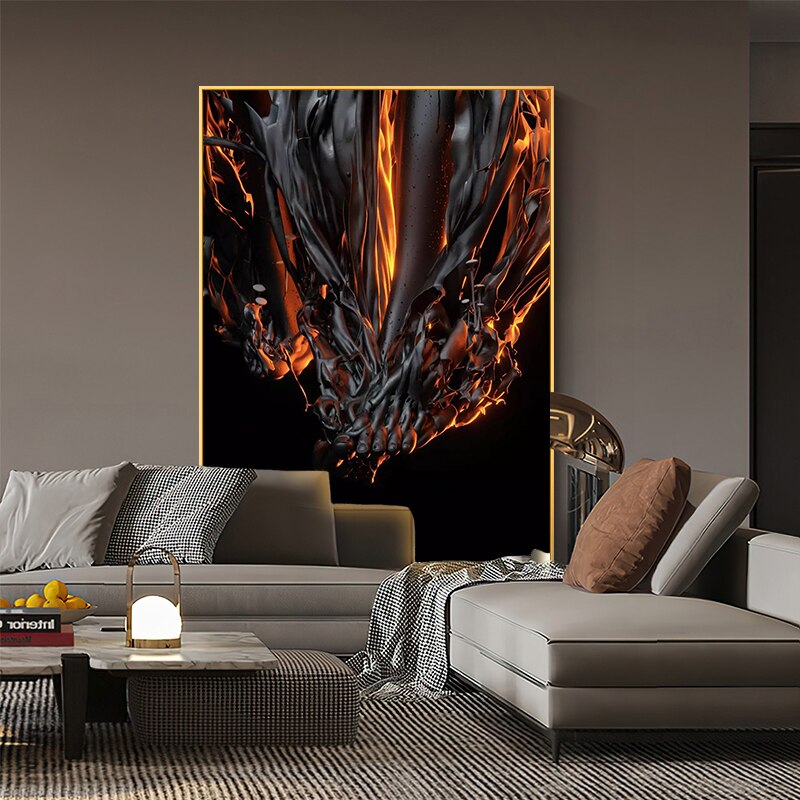 CORX Designs - Abstract Black Fire Metal Sculpture Canvas Art - Review