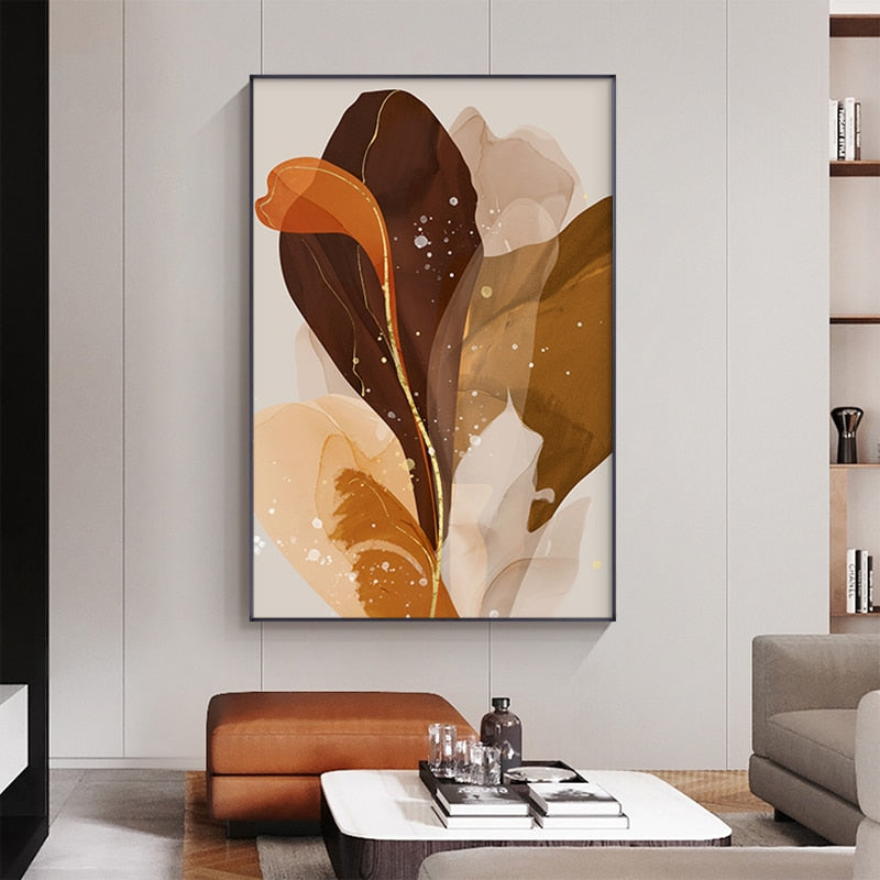 CORX Designs - Abstract Beige Brown Gray Feather Flowers Canvas Art - Review