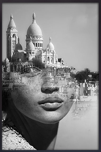 CORX Designs - Black and White Women Face with Landscape Canvas Art - Review