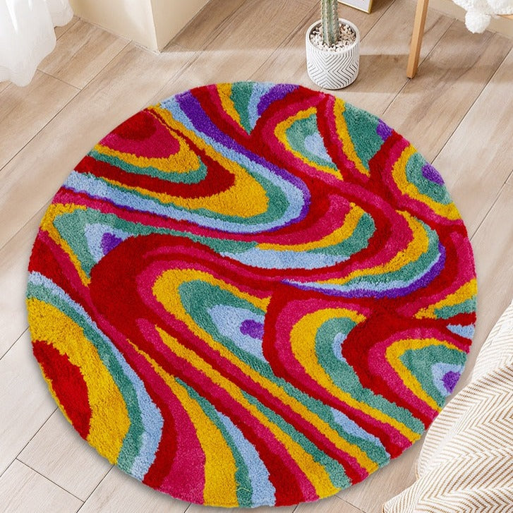 CORX Designs - Retro Round Colorful Groovy Psychedelic Tufted Rug - Review
