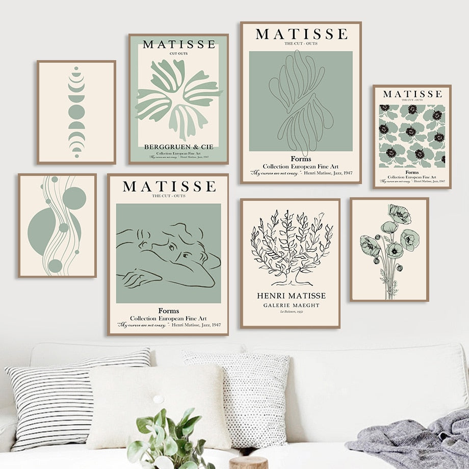 CORX Designs - Abstract Matisse Pastel Green Flowers Leaf Coral Canvas Art - Review