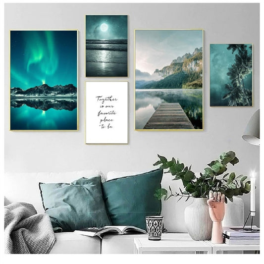 CORX Designs - Nordic Aurora Lake Mountain Canvas Art - Review