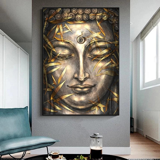 CORX Designs - Modern Bronze Buddha Bamboo Leaves Canvas Art - Review