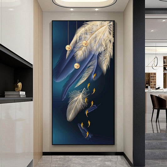 CORX Designs - Gold Fish and Blue Feather Canvas Art - Review