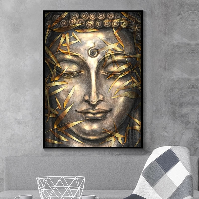 CORX Designs - Modern Bronze Buddha Bamboo Leaves Canvas Art - Review