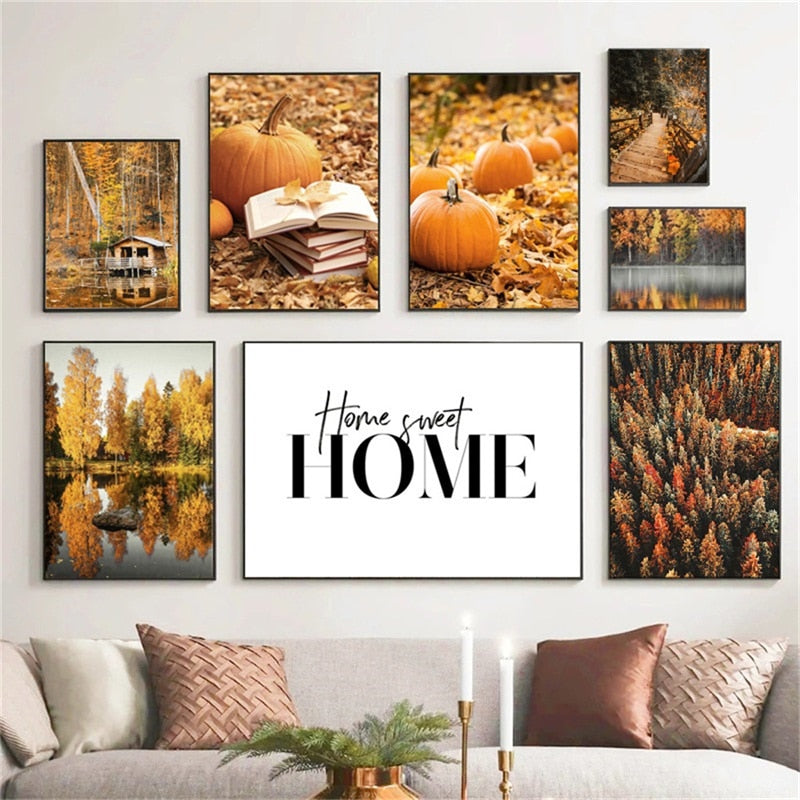 CORX Designs - Autumn Forest Pumpkin Maple Leaves Canvas Art - Review