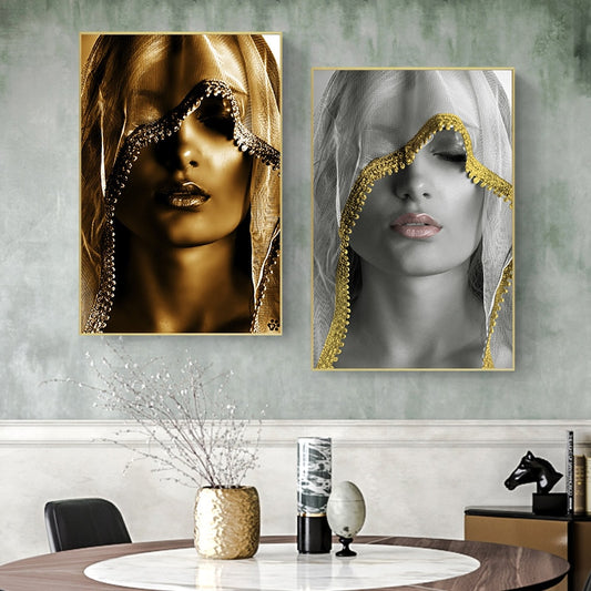 CORX Designs - Gold Woman Oil Painting Wall Art Canvas - Review