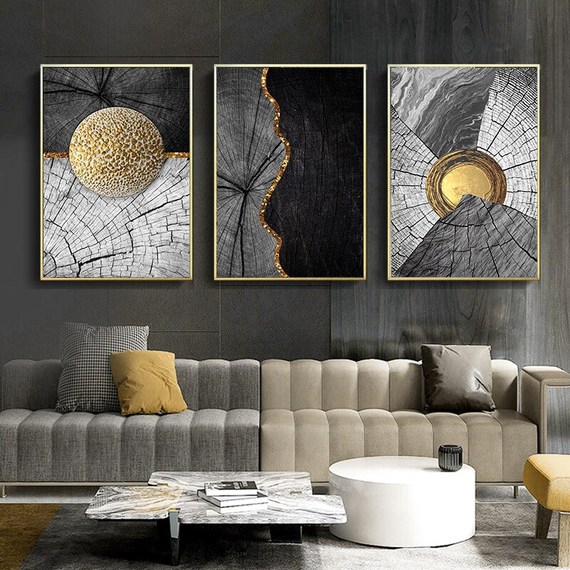 CORX Designs - Abstract Wood Black Gold Texture Canvas Art - Review