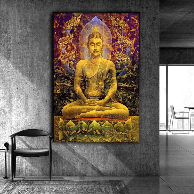 CORX Designs - Golden Buddha Statue Dragon Canvas Art - Review