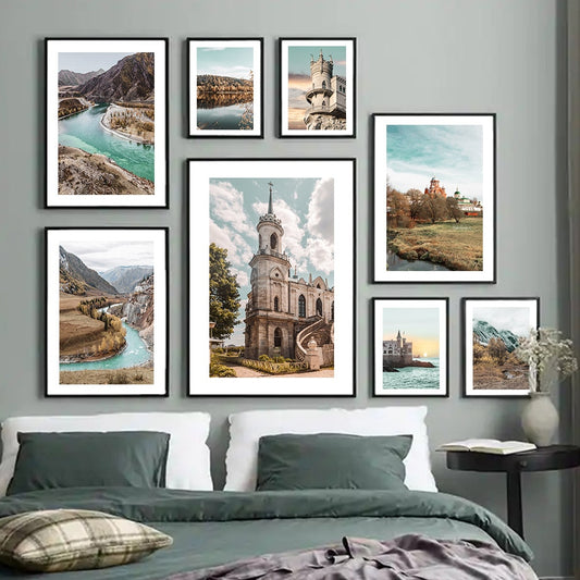 CORX Designs - Church Autumn Landscape Forest Mountain Canvas Art - Review