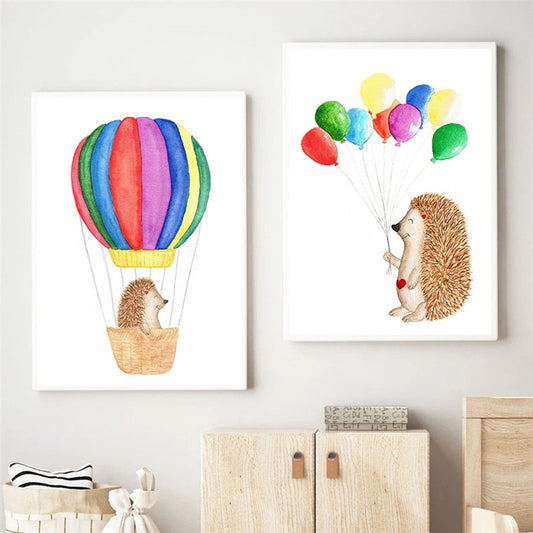 CORX Designs - Hot Air Balloon Cartoon Hedgehog Nursery Canvas Art - Review