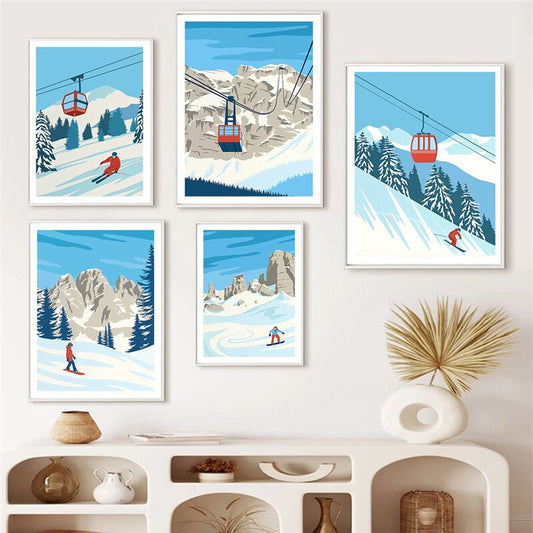 CORX Designs - Blue Ski Snowboard Mountain Winter Canvas Art - Review