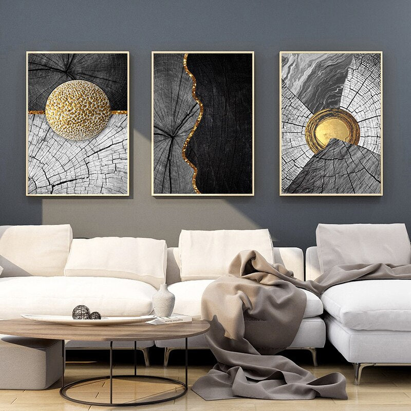 CORX Designs - Abstract Wood Black Gold Texture Canvas Art - Review
