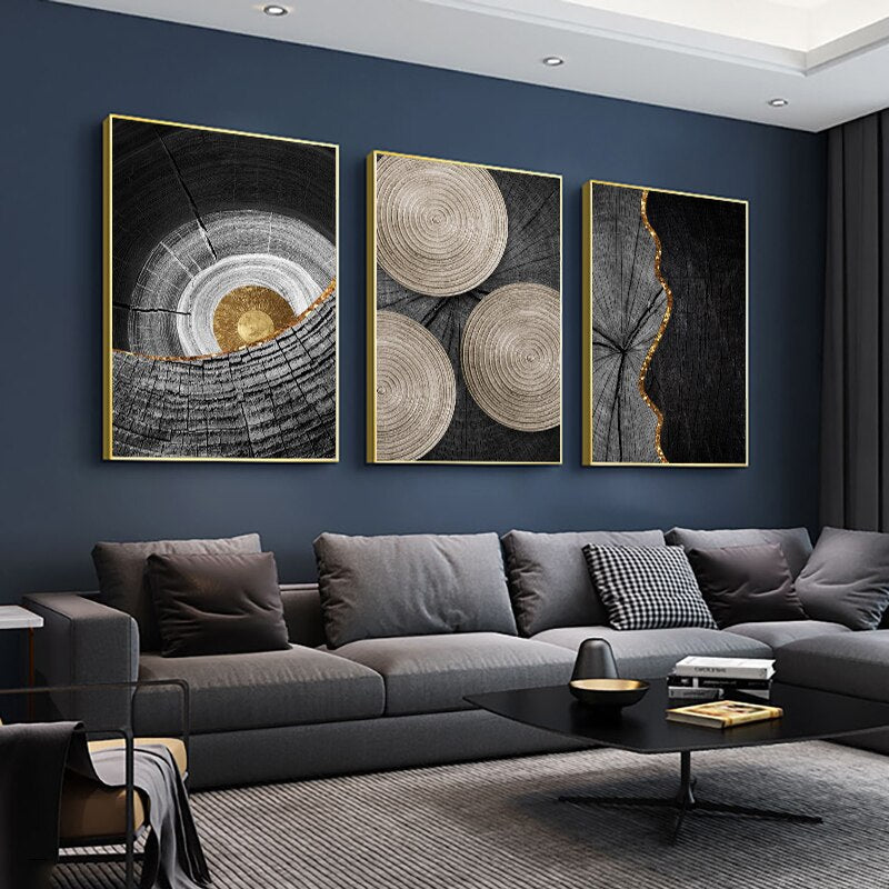 CORX Designs - Abstract Wood Black Gold Texture Canvas Art - Review