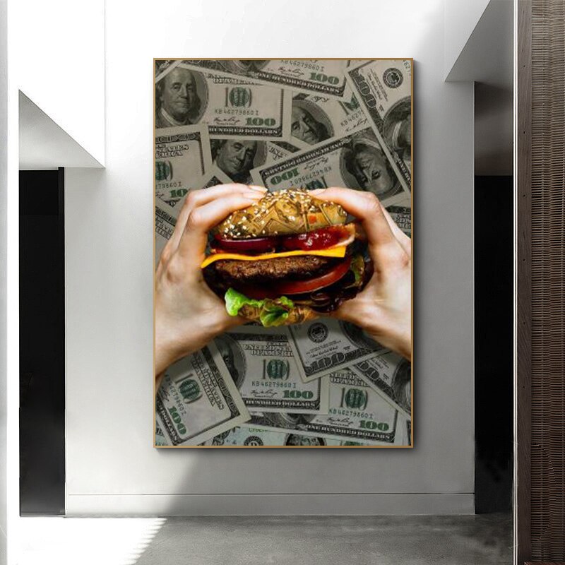 CORX Designs - Keep Hungry Hamburger Dollar Bills Canvas Art - Review