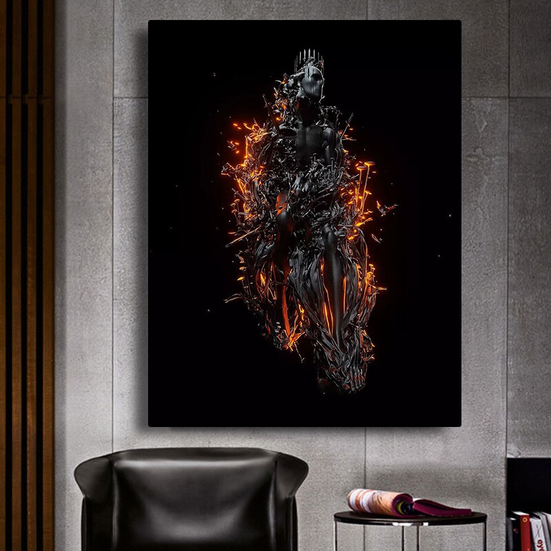 CORX Designs - Abstract Black Fire Metal Sculpture Canvas Art - Review