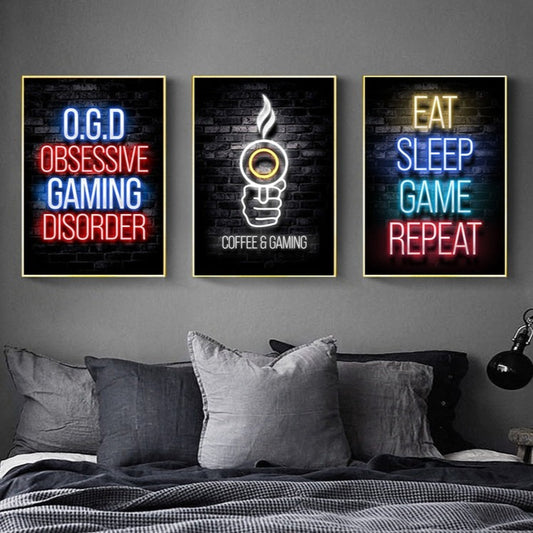 CORX Designs - Neon Eat Sleep Game Repeat Canvas Art - Review