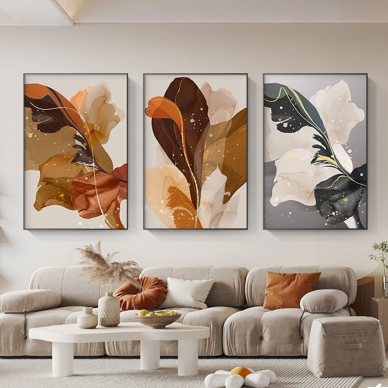 CORX Designs - Abstract Beige Brown Gray Feather Flowers Canvas Art - Review