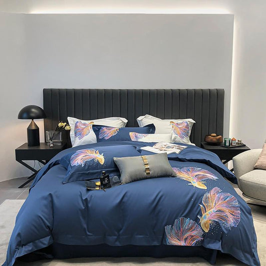 CORX Designs - Blue Koi Embroidery Duvet Cover Bedding Set - Review