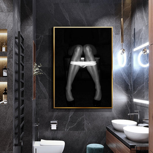 CORX Designs - Black and White Sexy Girl on The Toilet Canvas Art - Review