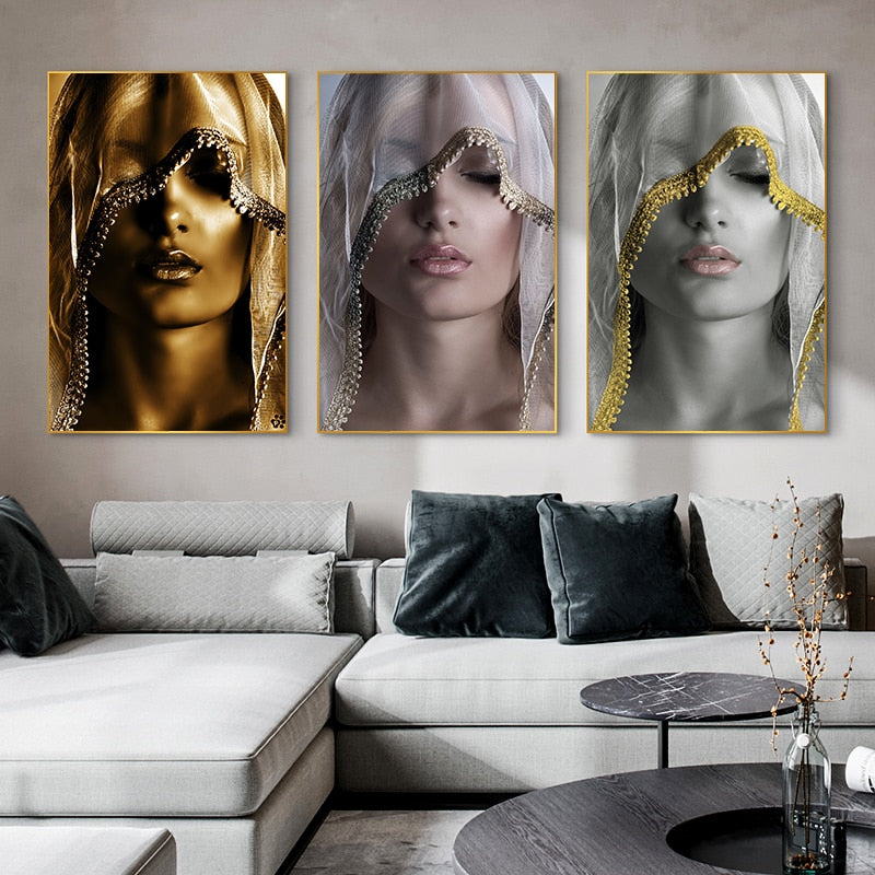 CORX Designs - Gold Woman Oil Painting Wall Art Canvas - Review